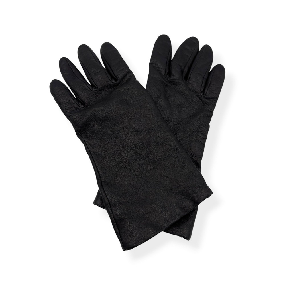 Vintage Gates Women's Black Lambskin Leather Gloves Cashmere‎ Lined Size 7 Med